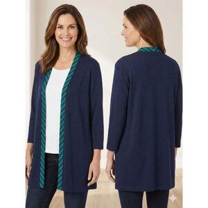 VTG 80s 90s LL Martin Navy Blue Cardigan 16P Petite Shoulder Pads Made in USA...